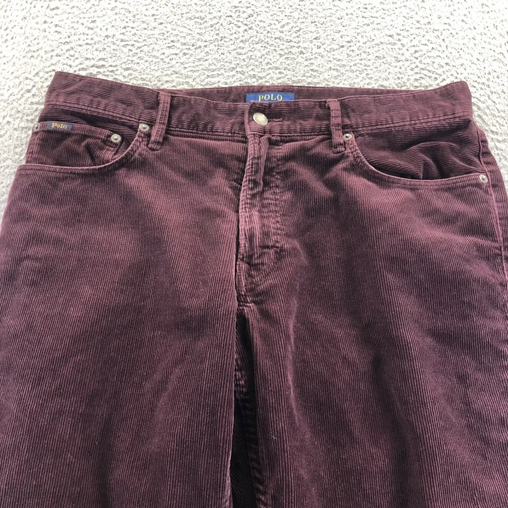 Polo Ralph Lauren Pants Mens 33x32 Burgundy Corduroy 5 Pocket Straight Leg